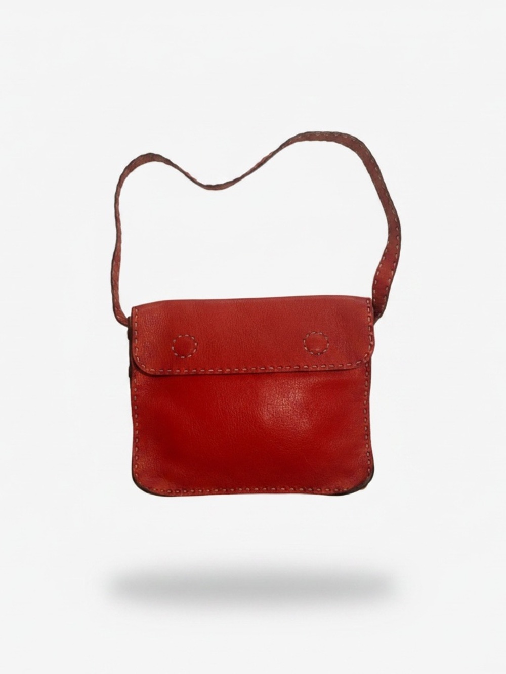 Vintage Johnny Farah Tomato Red Leather Shoulder Bag Y2K Boho